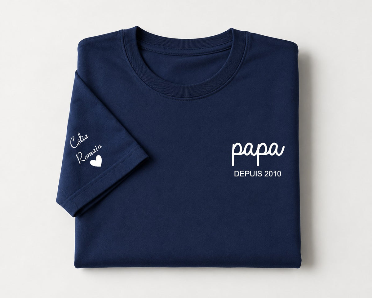 T-shirt homme brodé Papa depuis...