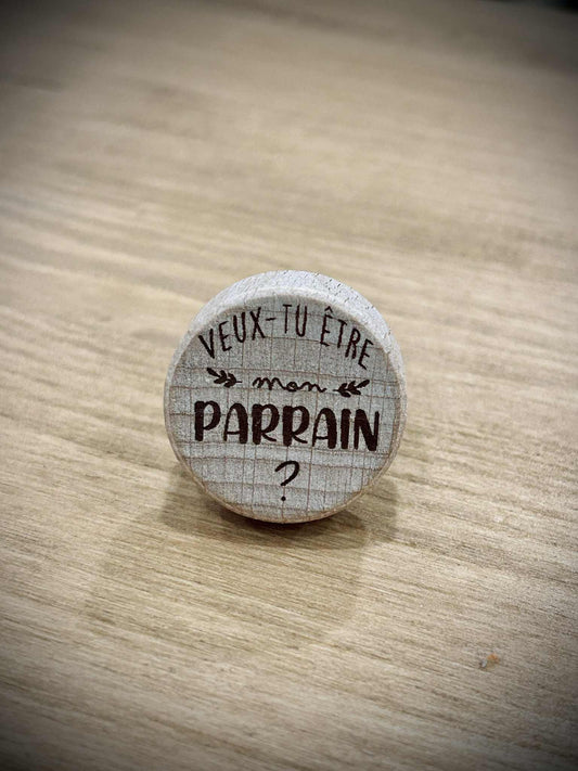 Bouchon de bouteille de vin "Veux-tu être mon parrain / ma marraine ?"