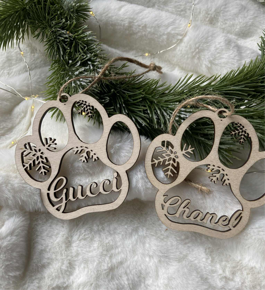 Boule de Noël bois - patte flocons