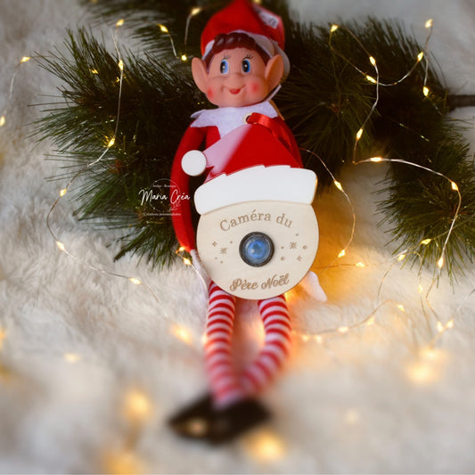 Boule en bois Camera du Père Noël