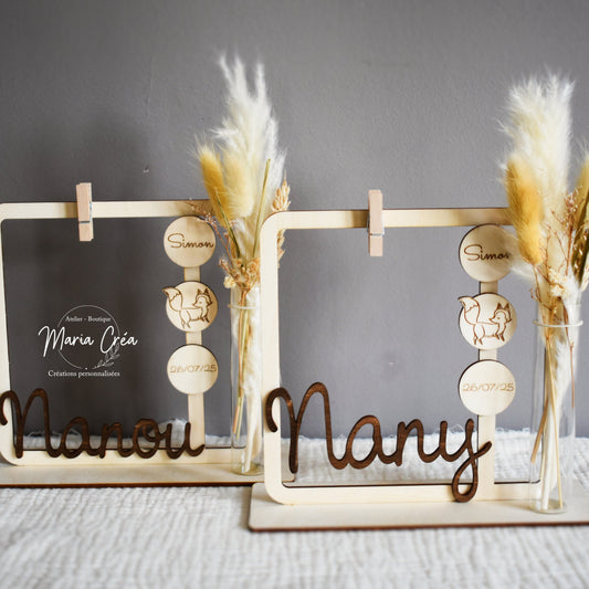 Cadre photo avec pince & fleurs séchées - Modèle renard