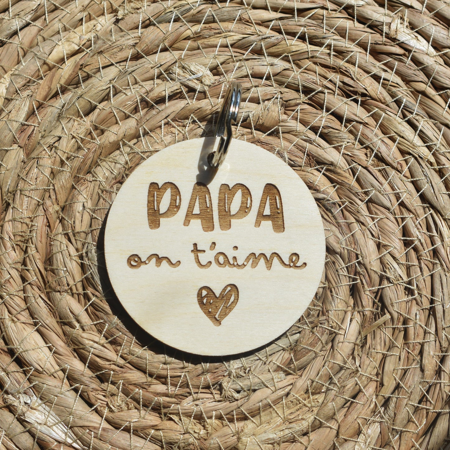Porte-clé en bois – Papa, je/on t'aime