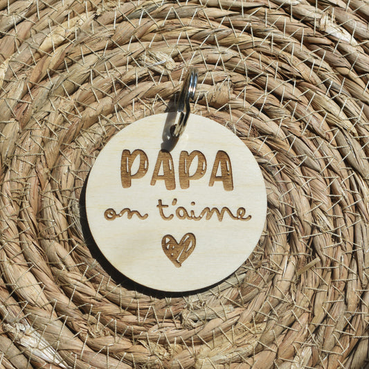 Porte-clé en bois – Papa, je/on t'aime