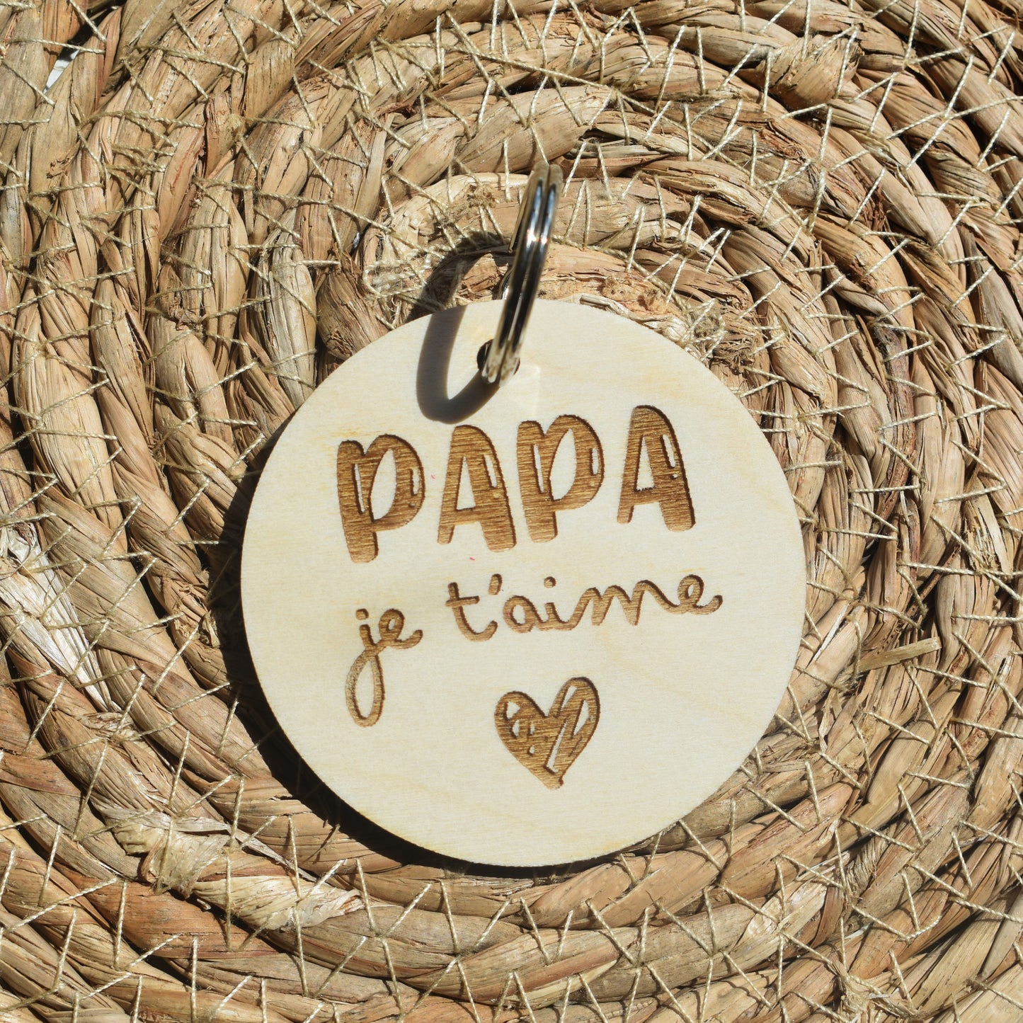 Porte-clé en bois – Papa, je/on t'aime