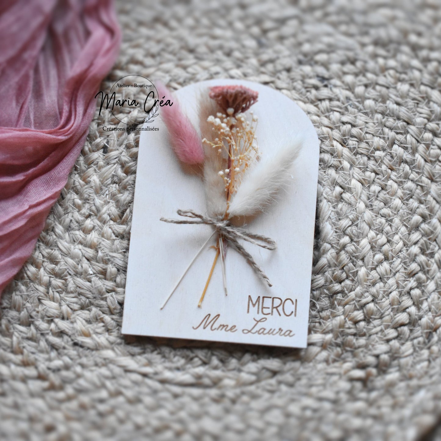 Plaque Merci fleur séchées