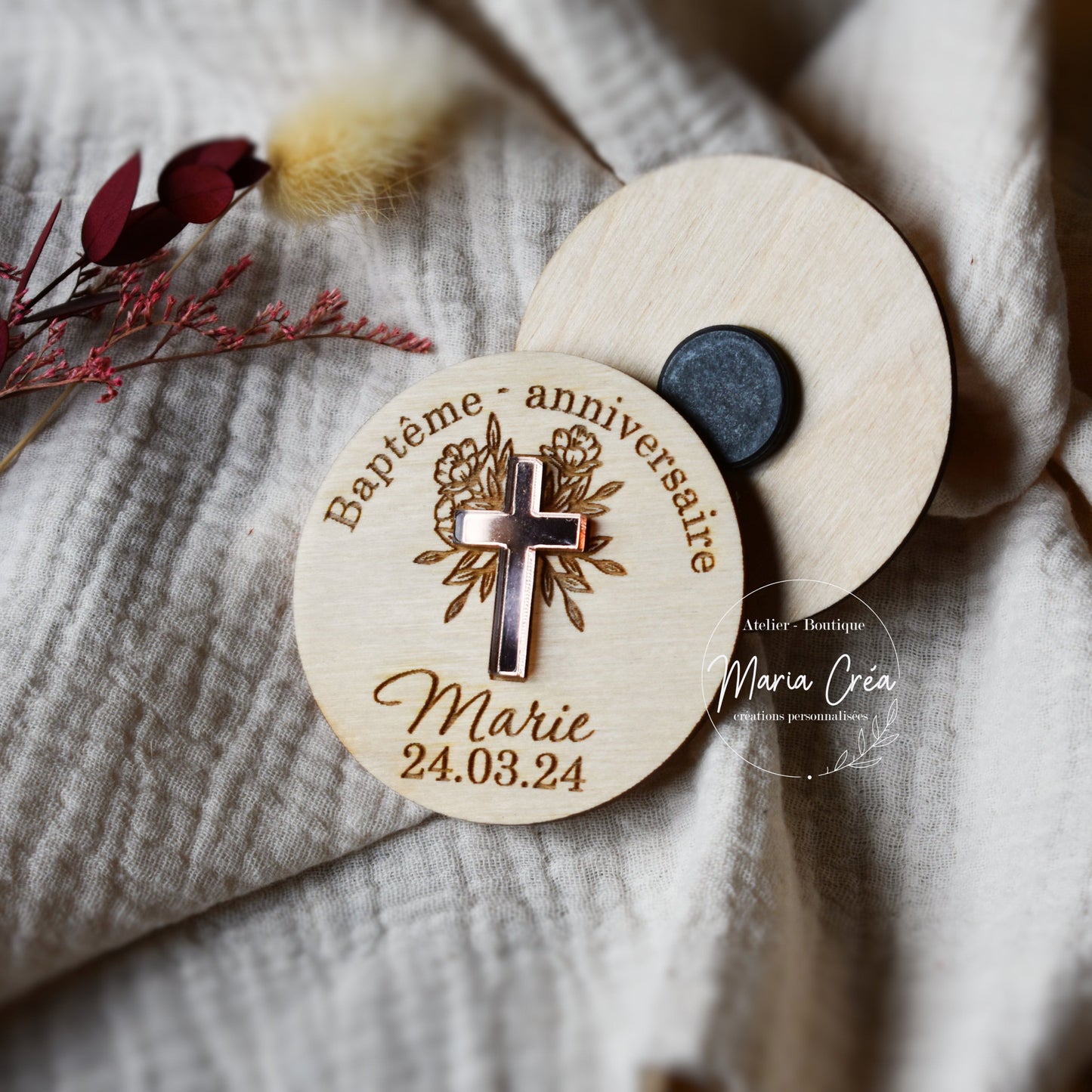 Aimant en bois - croix