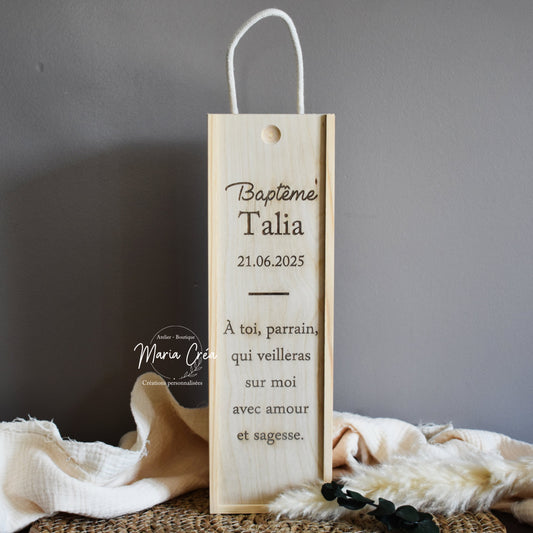 Coffret à bouteille de vin baptême
