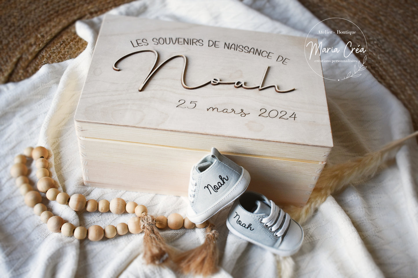Boite souvenirs de naissance - Prénom en relief