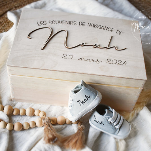 Boite souvenirs de naissance - Prénom en relief