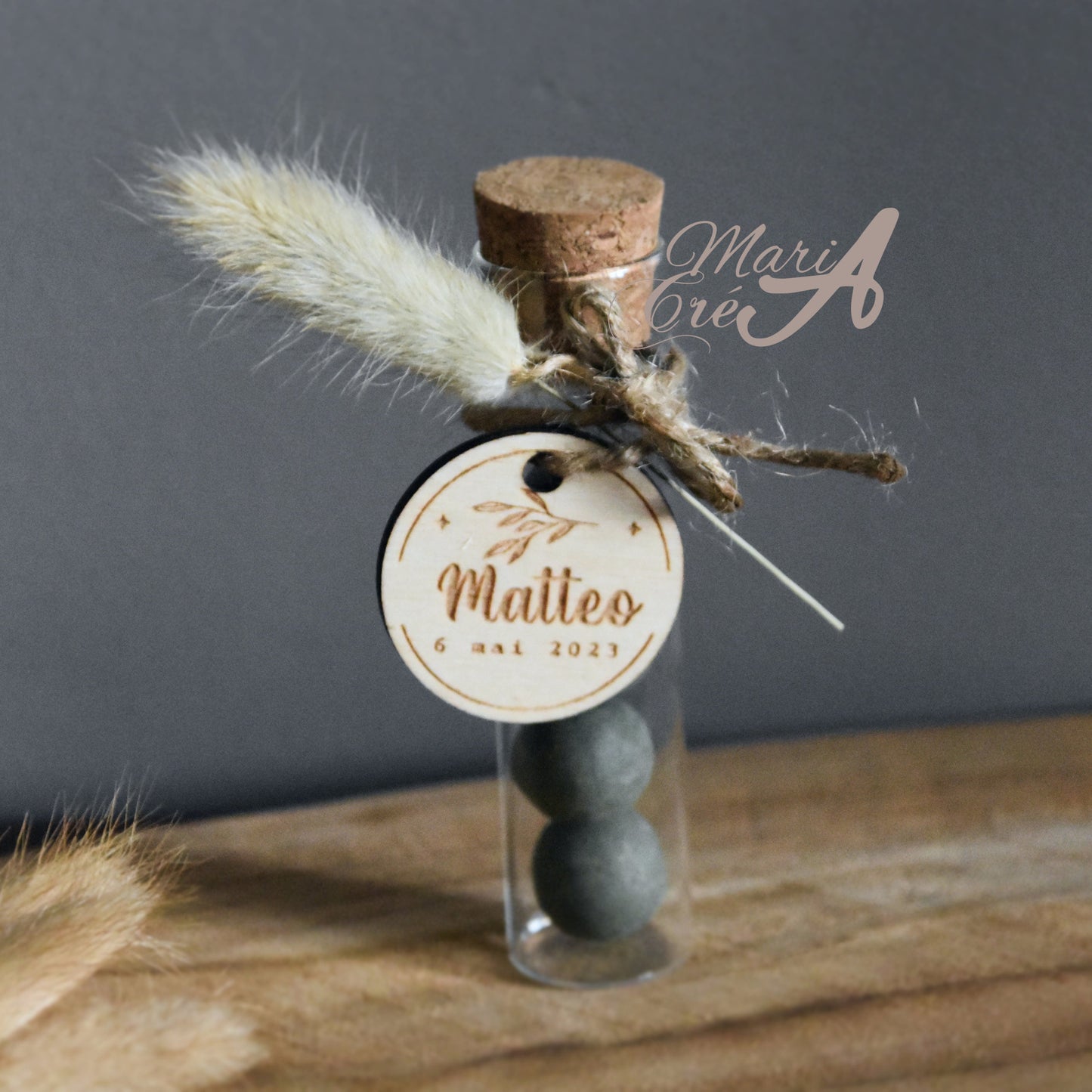 Etiquette en bois - Branche d'olivier