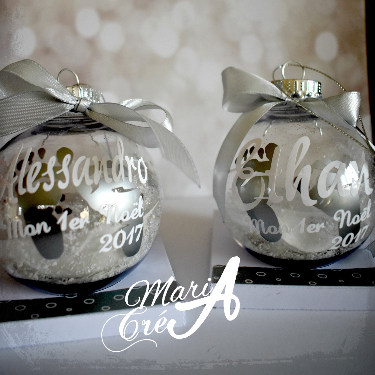 Boule de Noël "Mon premier Noël" - empreintes