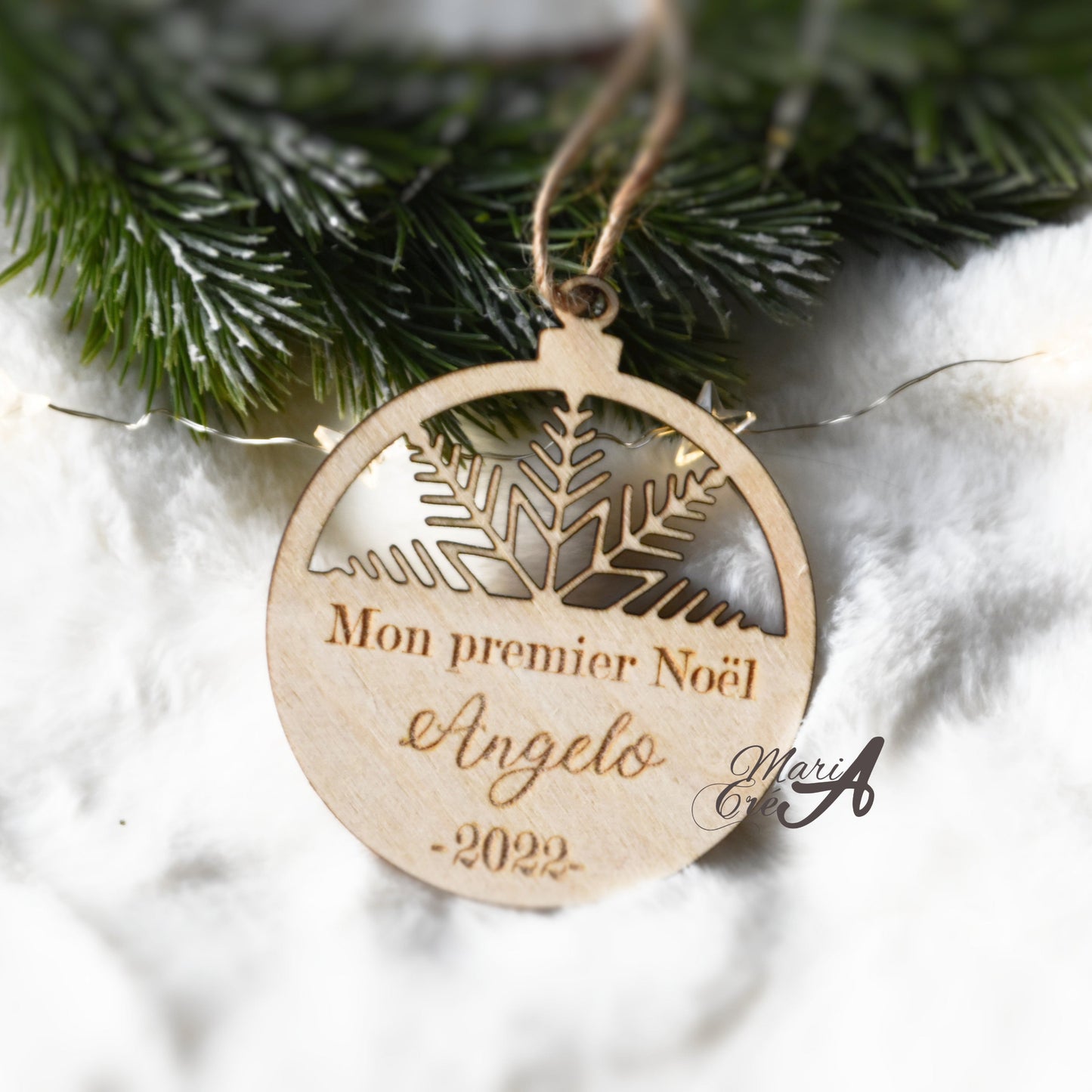 Boule de Noël bois - mon premier Noël
