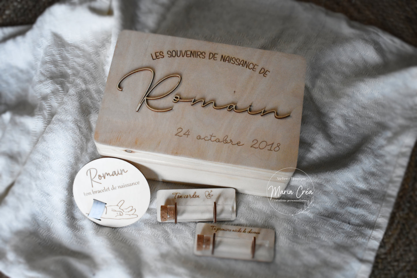 Boite souvenirs de naissance - Prénom en relief