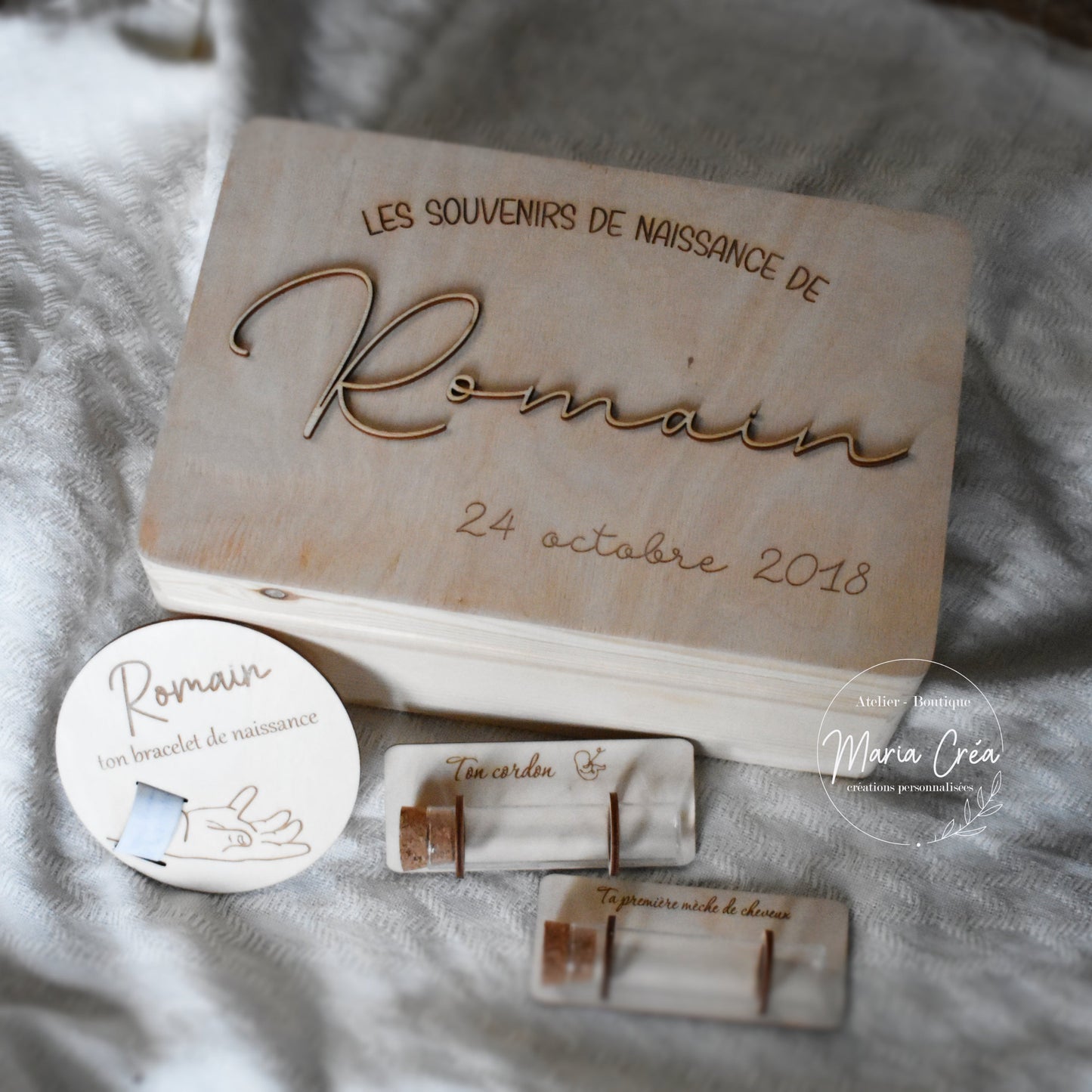 Boite souvenirs de naissance - Prénom en relief
