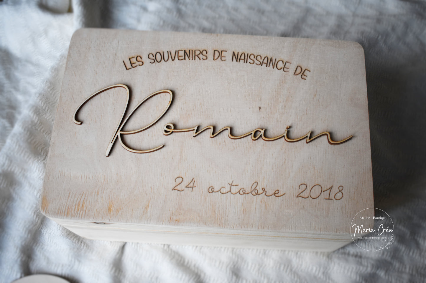 Boite souvenirs de naissance - Prénom en relief