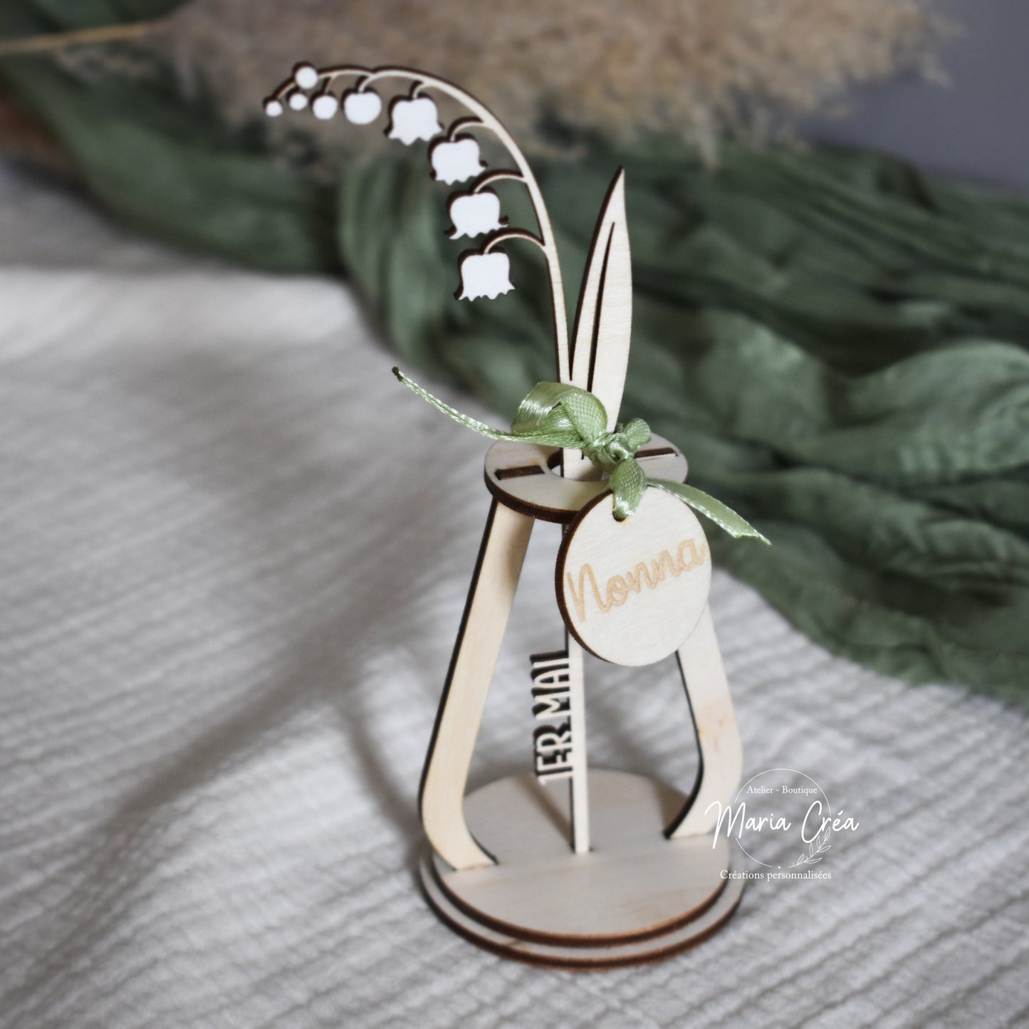 Support vase en bois décoratif muguet " 1er mai "