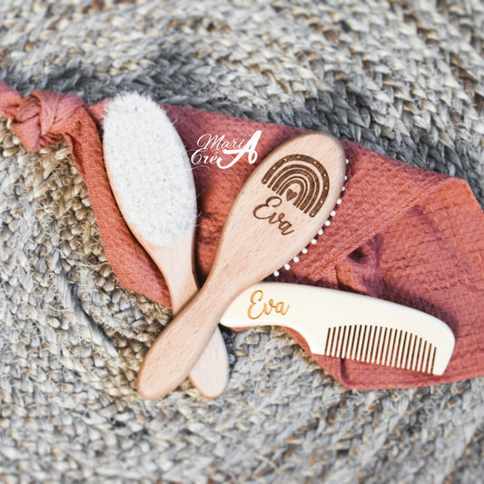 Set de brosse en bois arc-en-ciel