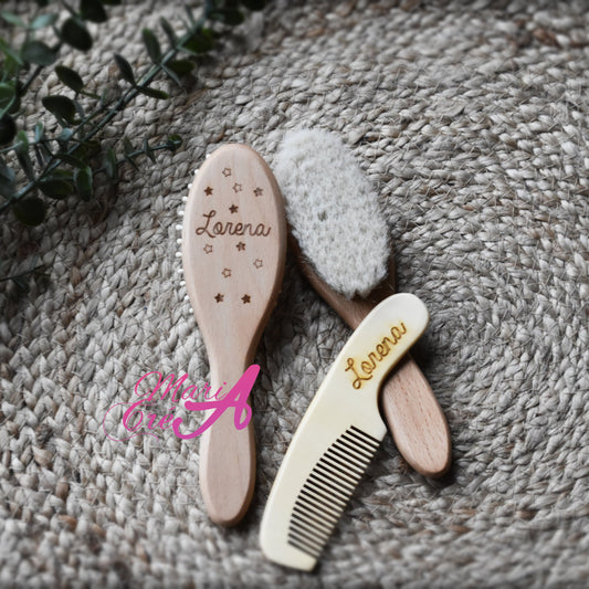 Set de brosse en bois étoiles