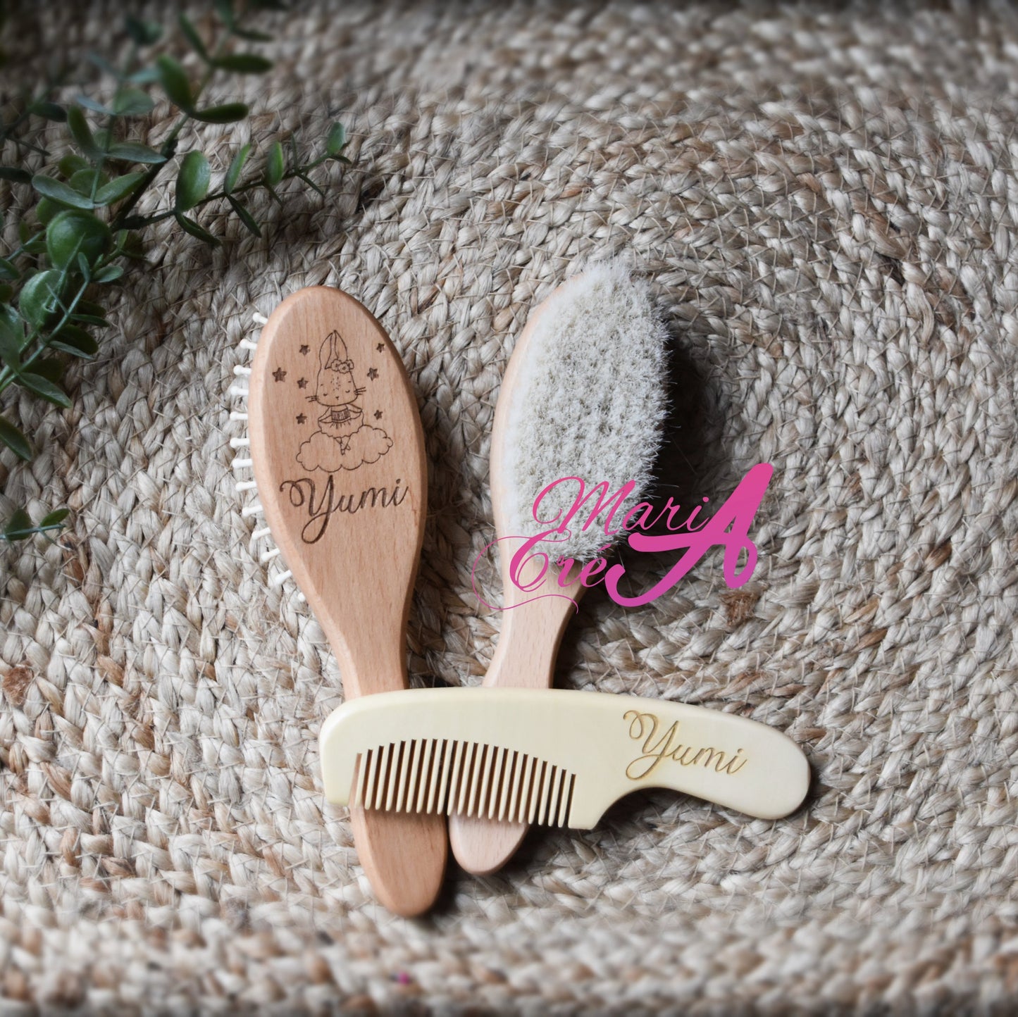 Set de brosse en bois lapin
