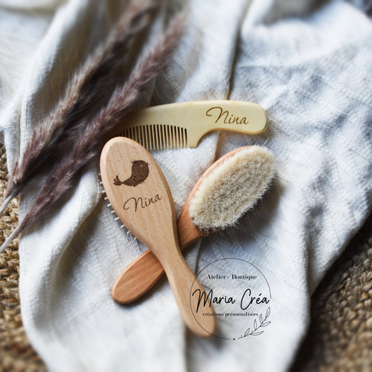 Set de brosse en bois oiseau