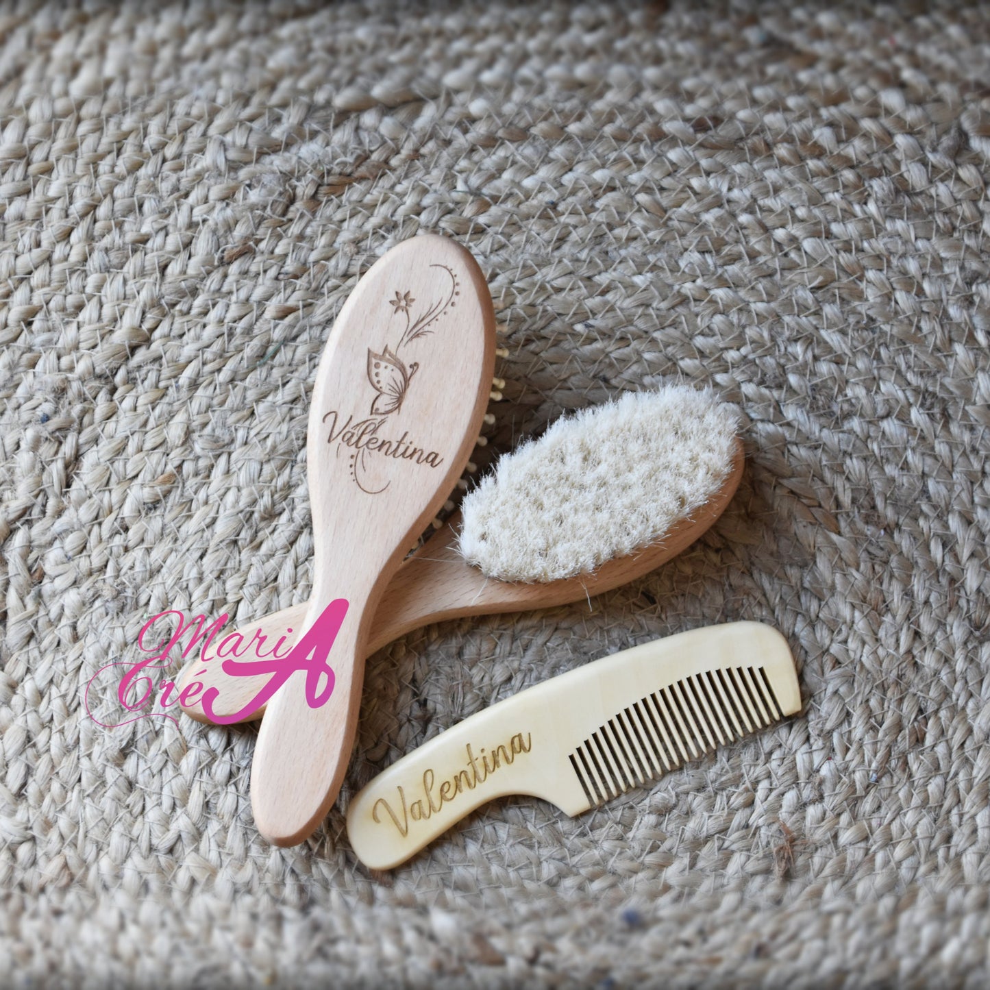 Set de brosse en bois papillon