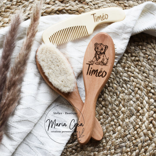 Set de brosse en bois lion