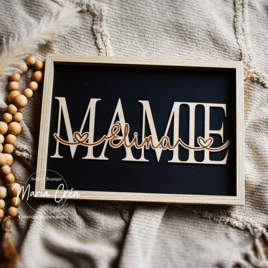 Cadre personnalisé avec prénoms – Modèle découpe bois