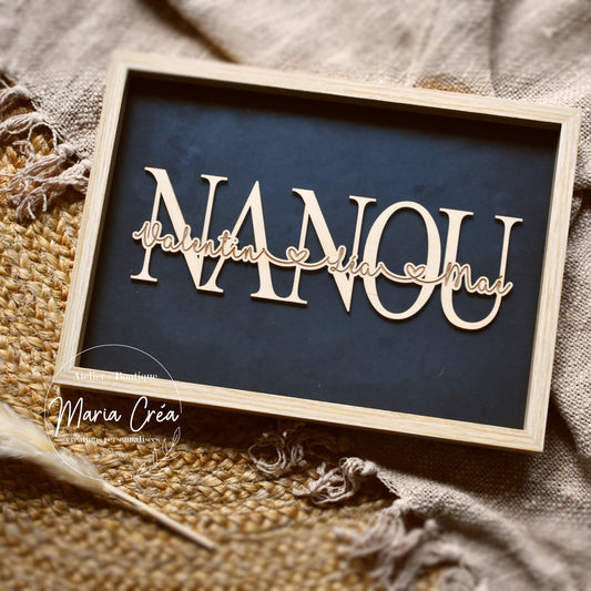 Cadre personnalisé avec prénoms – Modèle découpe bois