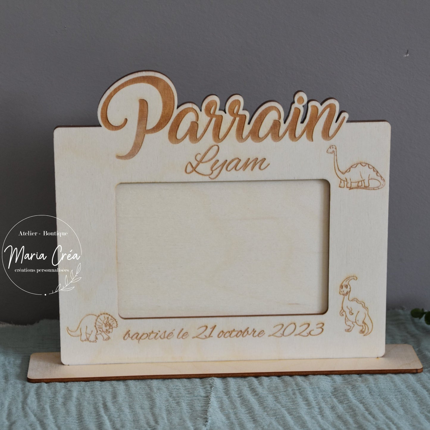 Cadre en bois - thème dinosaure