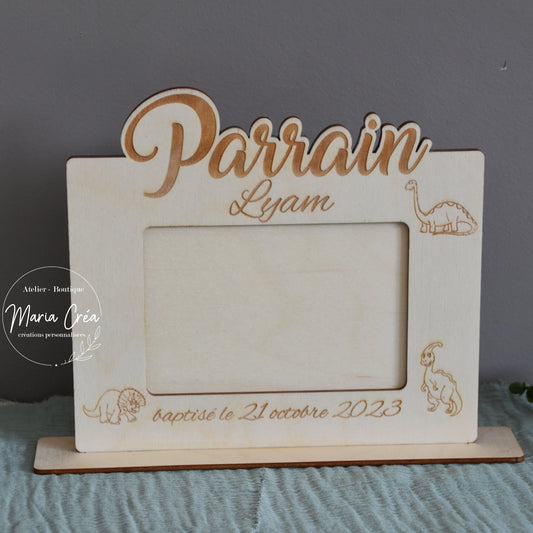Cadre en bois - thème dinosaure