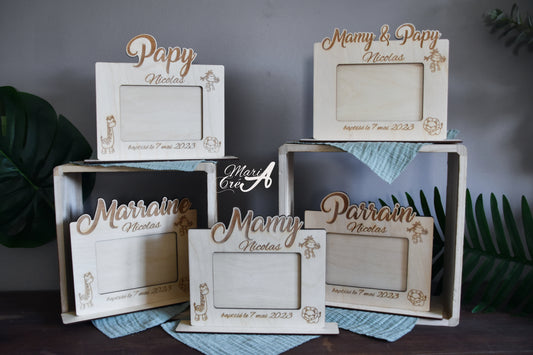 Cadre en bois - thème animaux jungle