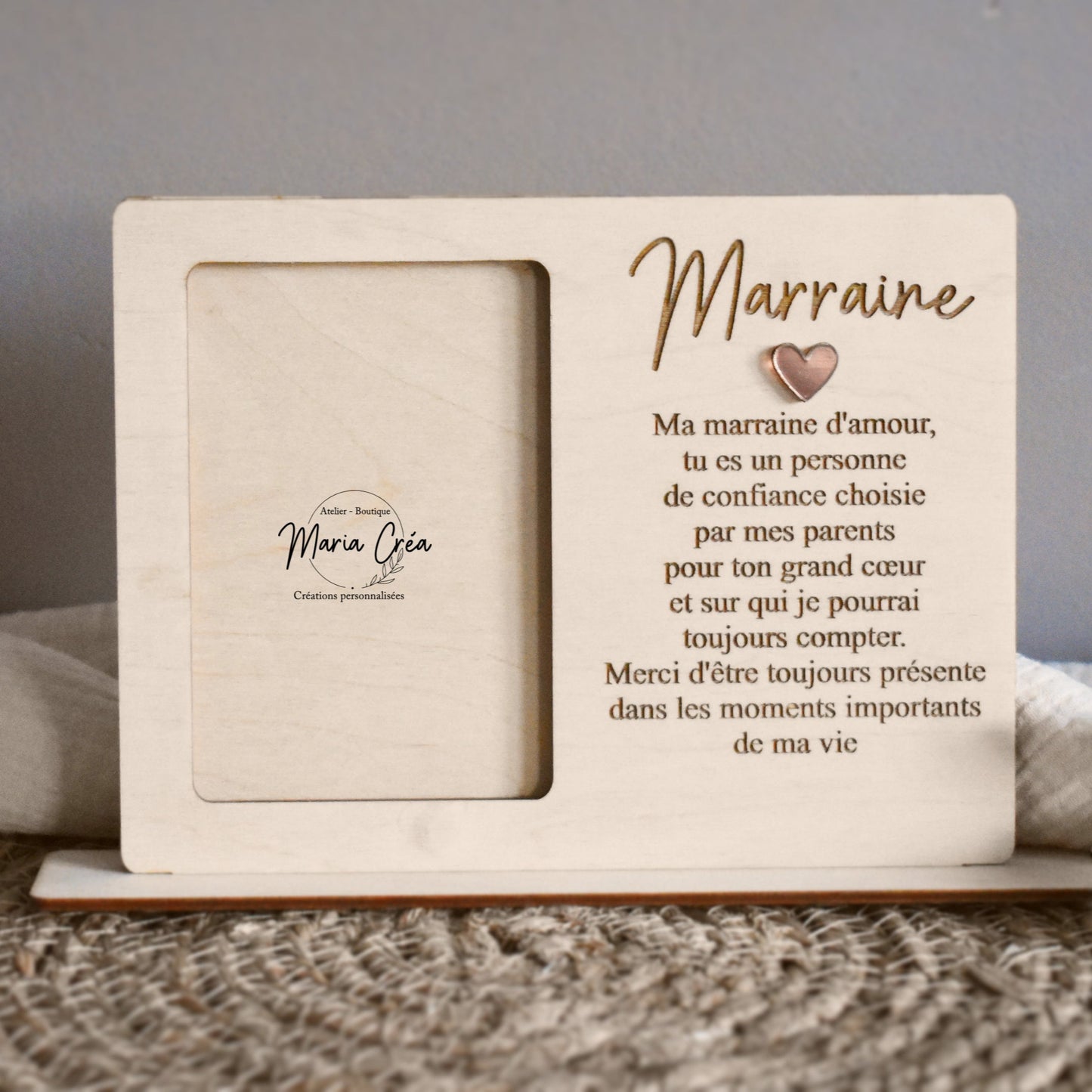 Cadre photo bois texte