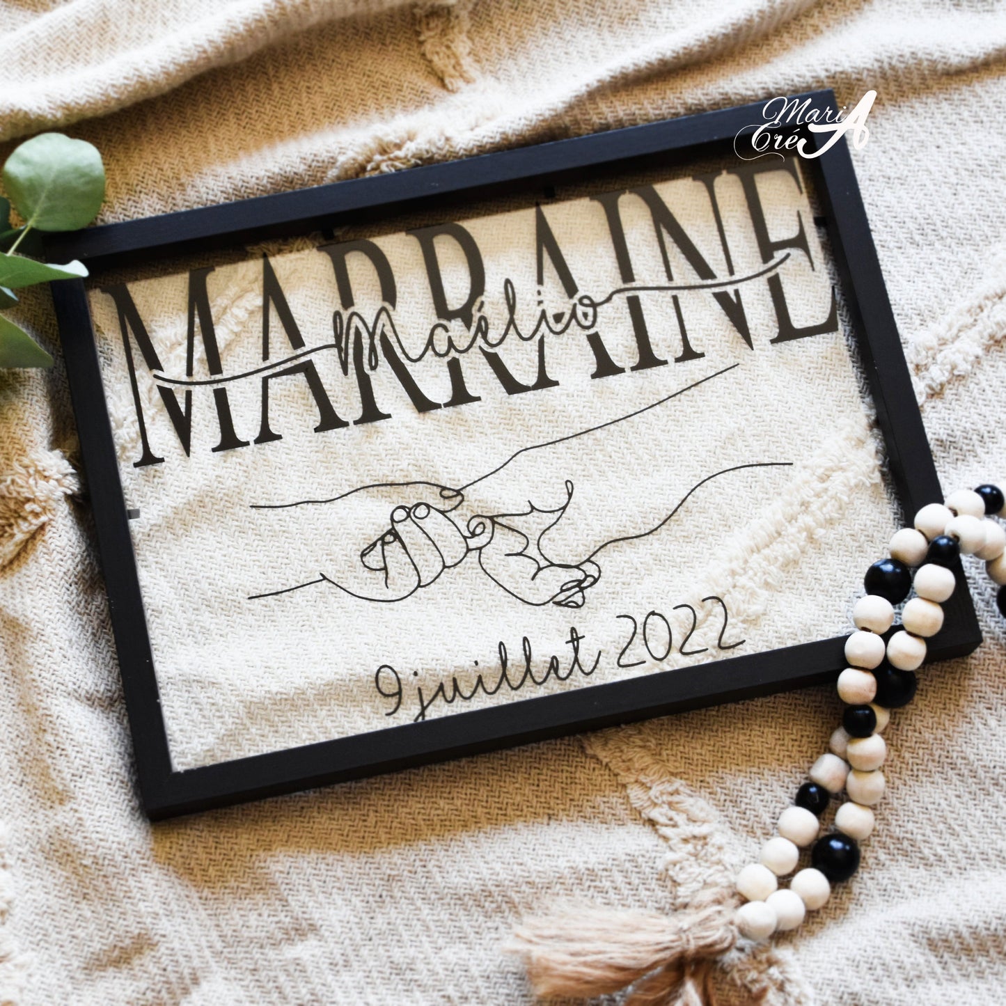 Cadre prénom et motif mains