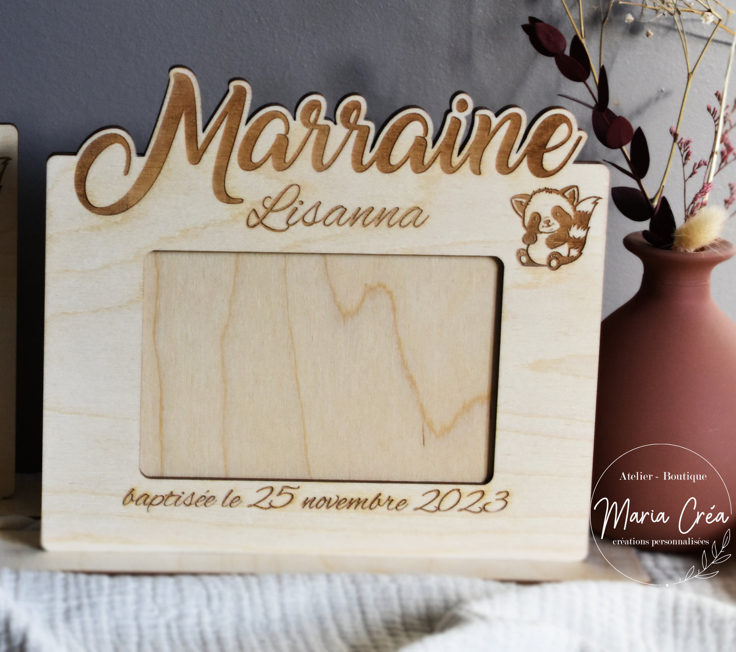 Cadre en bois - thème panda roux