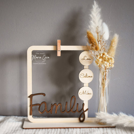 Cadre photo avec pince & fleurs séchées - Modèle coeur