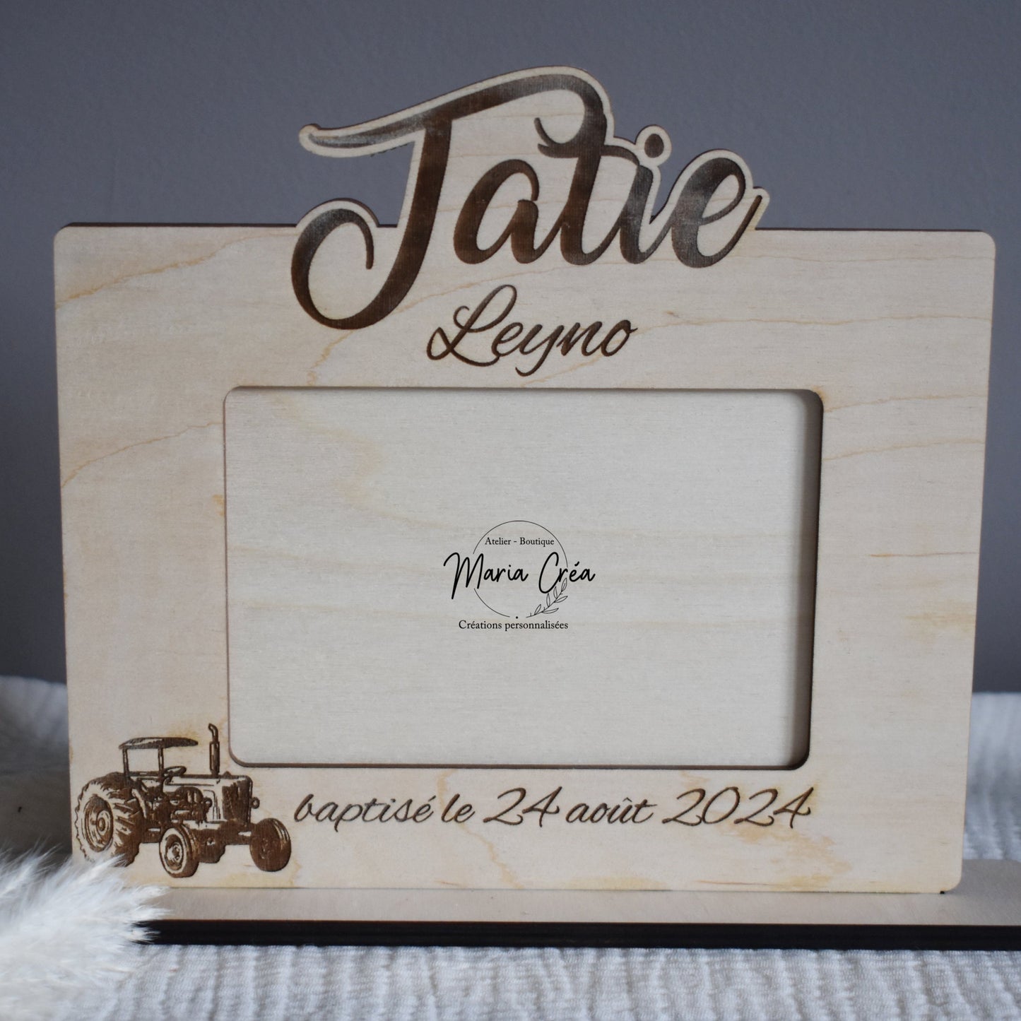 Cadre en bois - thème tracteur