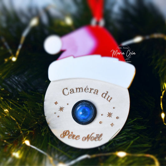 Boule en bois Camera du Père Noël