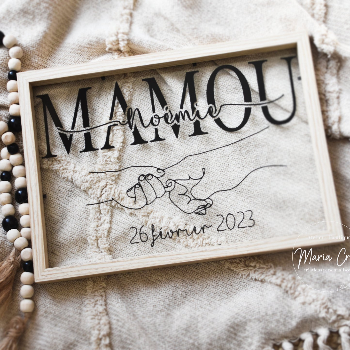 Cadre prénom et motif mains