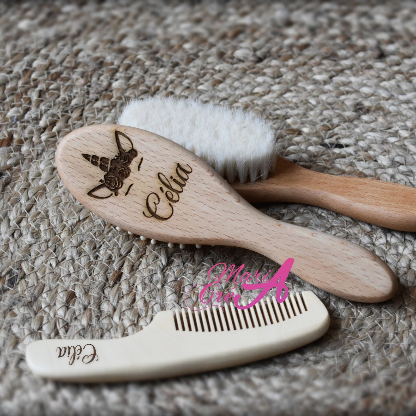 Set de brosse en bois licorne 2