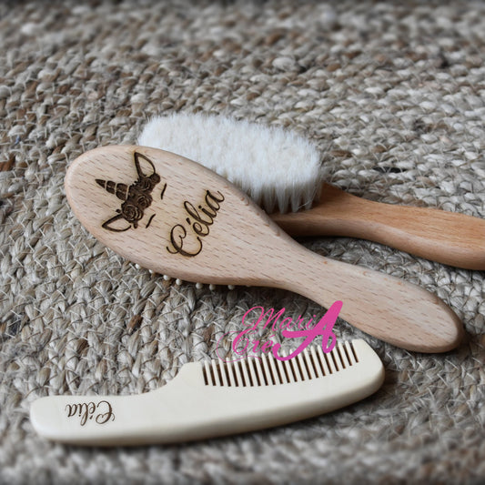 Set de brosse en bois licorne 2