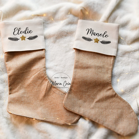 Chaussette de Noël en jute - Etoile
