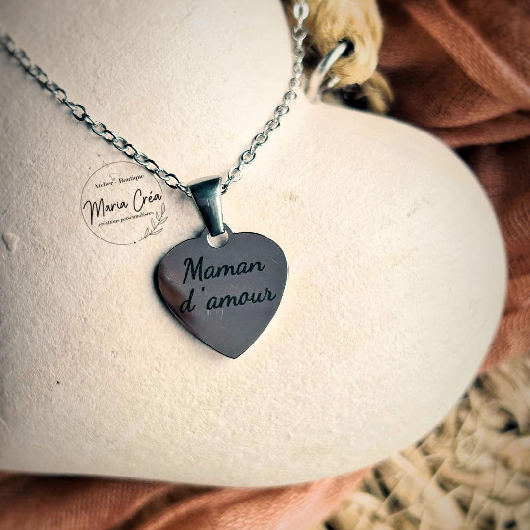 Collier avec pendentif coeur  - " .... d'amour"