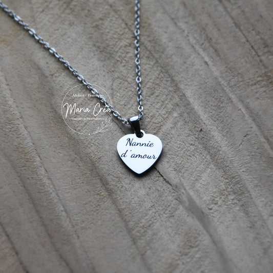 Collier avec pendentif coeur  - " .... d'amour"