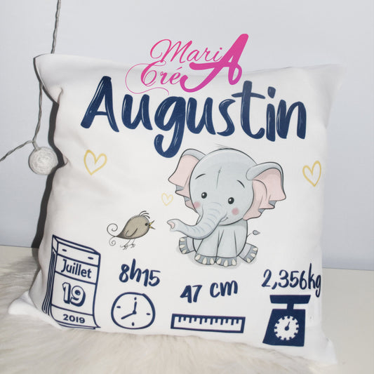 Coussin éléphant oiseau