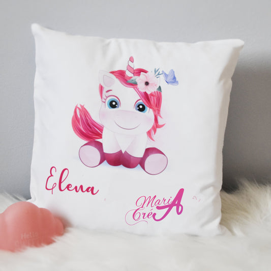 Coussin licorne rose