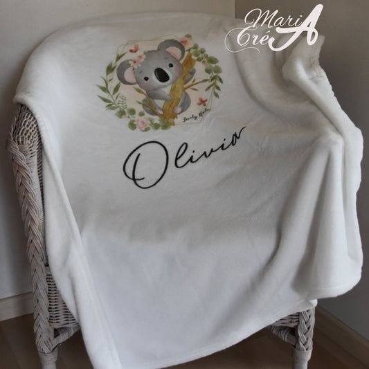 Couverture koala couronne de fleurs