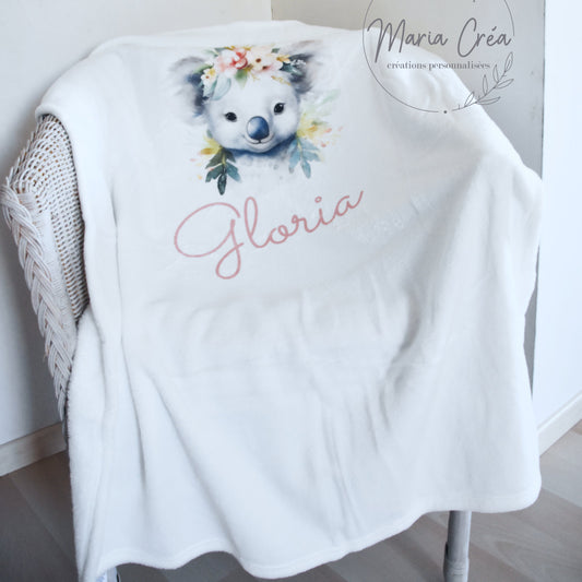 Couverture koala fleurs