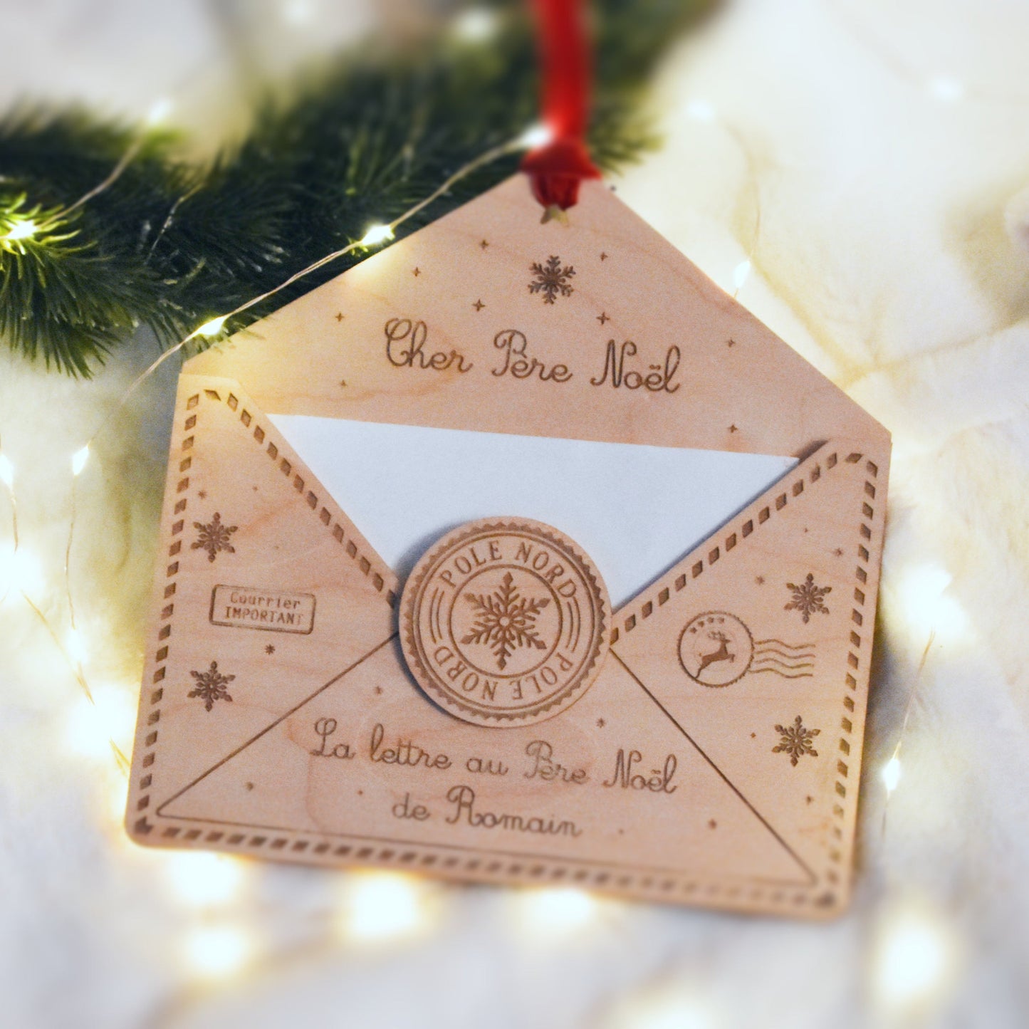 Enveloppe en bois pour la lettre au Père Noël