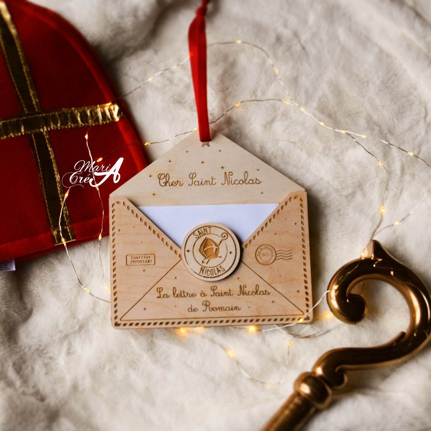 Enveloppe en bois pour la lettre à Saint Nicolas