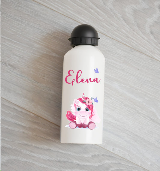 Gourde métal - Licorne papillon